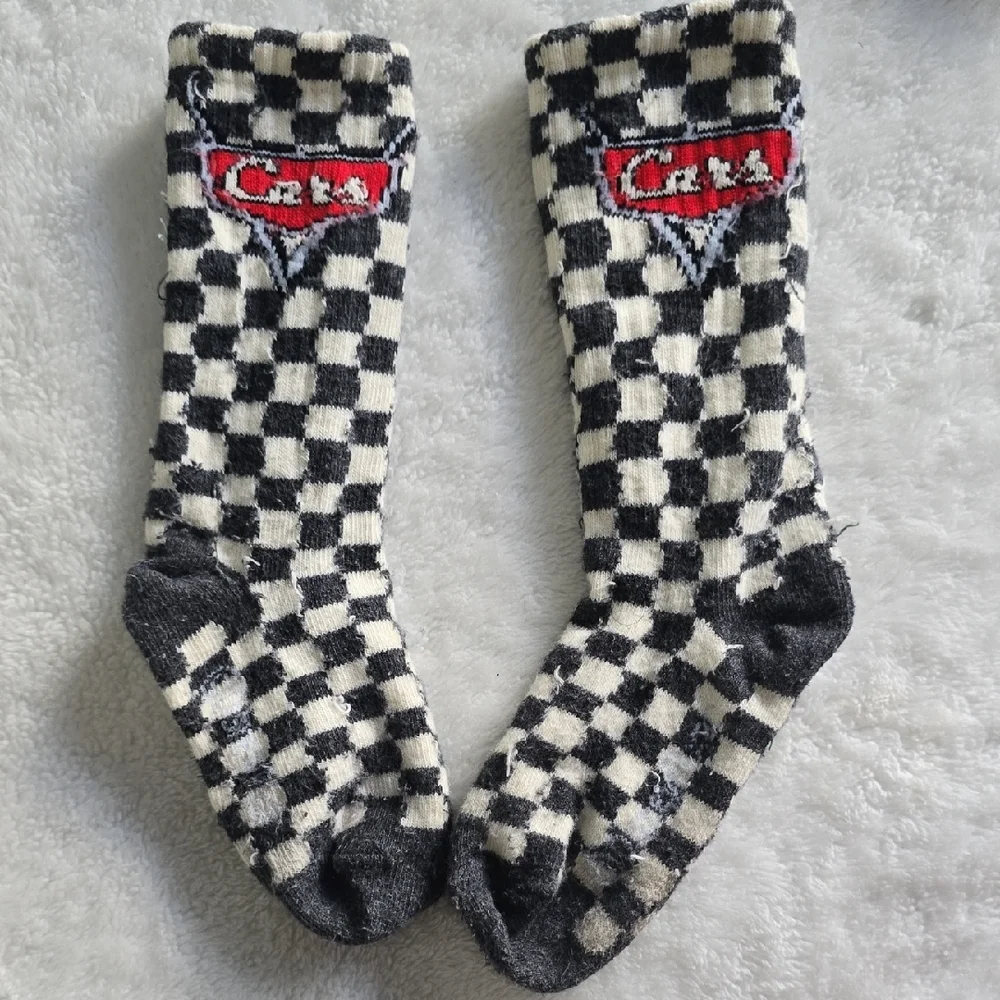 Disney Cars Lightning McQueen Checkered Socks - Red, Black, White
